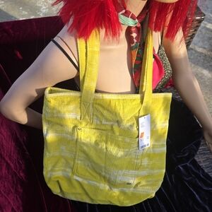 Urban Outfitters Yellow Corduroy Tote Bag Shopper Shoulder Bag NWT